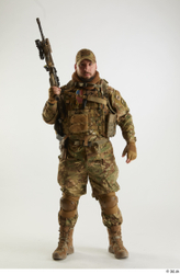 Whole Body Weapons-Rifle Man Pose with machine rifle White Army Athletic Studio photo references